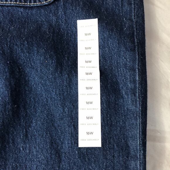 NWT Free Assembly Patch Pocket Jeans Womens Blue Wide Leg Dark Wash Size 16 New - Picture 3 of 13